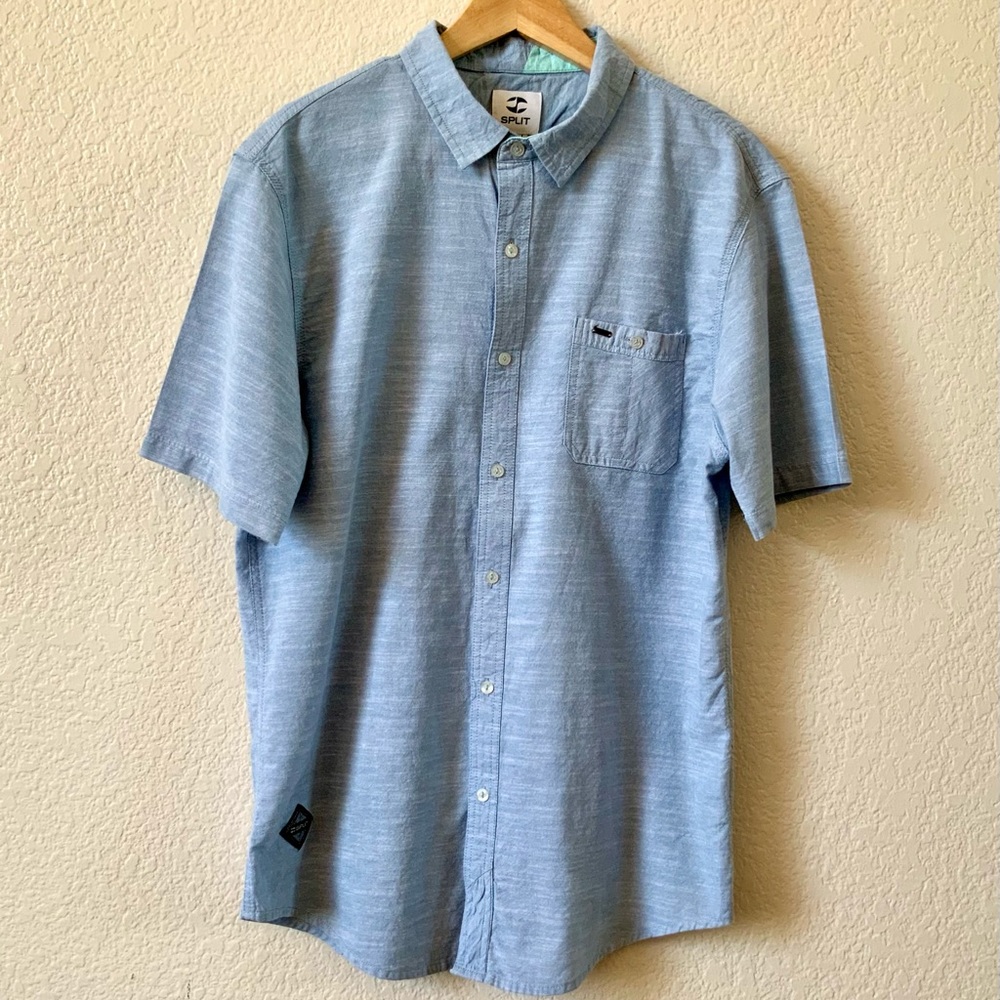 SPLIT, Chambray, Short Sleeve, Button Down, Sz XL